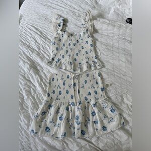 Floral Smocked Top and Skirt Set